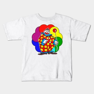 Colorful clown holding red balloon Kids T-Shirt